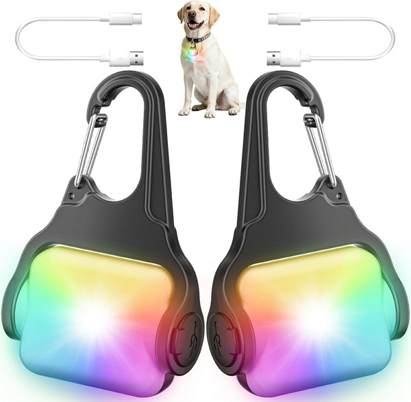 Dog Collar Light 2 Pack, Dog Lights for Night Walking 4 Modes, Waterproof Dogs Light Clip on Rechargeable, LED Dogs Walking Lights for Night Running, Camping, Climbing, Bike1