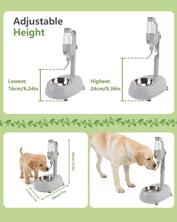 2 in 1 Pet Standing Water Dispenser, 500Ml Pet Water Dispenser with Stand, Height Detachable Pet Standing Water Dispenser Bowl for Cat, Rabbit, Golden Hamster, 11 X 7.7 X 15.4In3