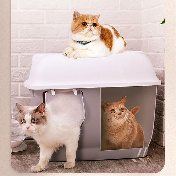 Dog Potty Training Toilet ﻿ Cat Litter Tray with Corridor Semi Enclosed Box Large Creative Household Outdoor Pet Toilet Supplies Gray4