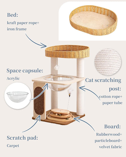 Modern Cat Tree for Large Cats, Modern Cat Tree Tower with Wide Shelves Cotton Scratching Posts, Super Sturdy Base, Cozy Perches, and Interactive Toys for Indoor Kittens 31-Inch15