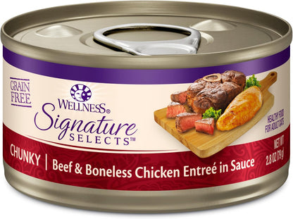 Wellness CORE Signature Selects Flaked Adult Canned Wet Cat Food, Natural, Protein Rich, Grain Free, Skipjack Tuna and Wild Salmon Entrée Recipe, 2.8 Oz, Pack of 12 Cans33