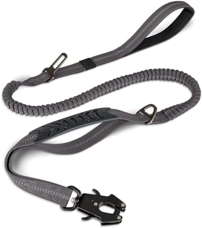 joytale-tactical-bungee-dog-leash-shock-absorbing-no-pull-coyote-brown-for-large-dogs-that-pull-2-padded-handles-for-control-car-seatbelt-clip-reflective-for-night-safety-metal-frog-clip