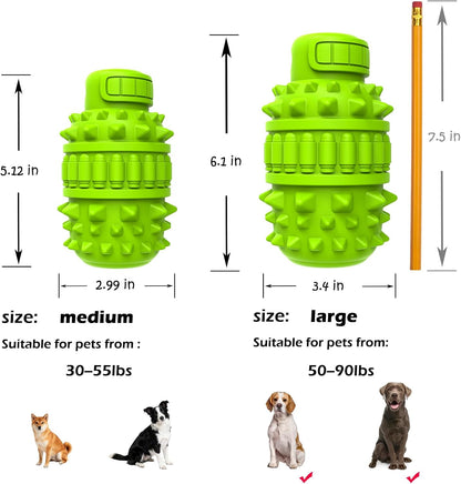 PIFFZEDO Dog Toys for Aggressive Chewers,Interactive Natural Rubber Chew & Squeaky Toy for Large Medium Breed,Dog Toothbrush,Tough & Durable (Green,Large)6