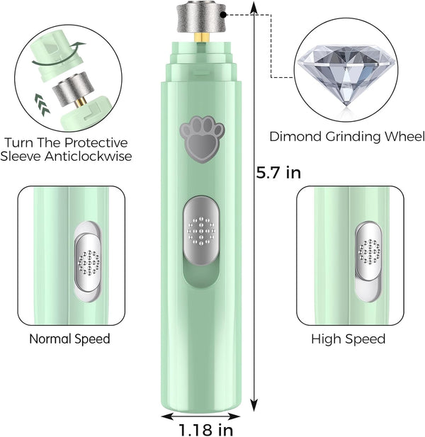 VIWIK Dog Nail Grinder, 2-Speed Rechargeable Dog Nail Trimmers for Large Medium & Small Dogs, Upgrade Professional Electric Pet Paws Grooming, Quiet Puppy Grooming Tool, for Dogs Cats3