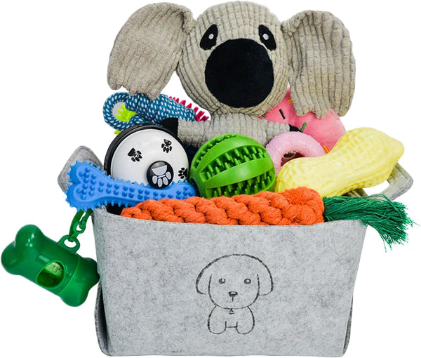 MRSOHRET 20Pcs Puppy Chew Toys for Teething, Dog Chew Toys with Rope Toy, Pet Dog Toothbrush, Treat Balls, Plush Toys and Squeaky Toys for Small Medium Dogs with Basket to Keep Them Busy8