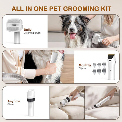 Dog Grooming Vacuum, Dog Grooming Kit, 3 Suction Modes Dog Brush Vacuum with 5 Pet Grooming Tools (Off-White)5