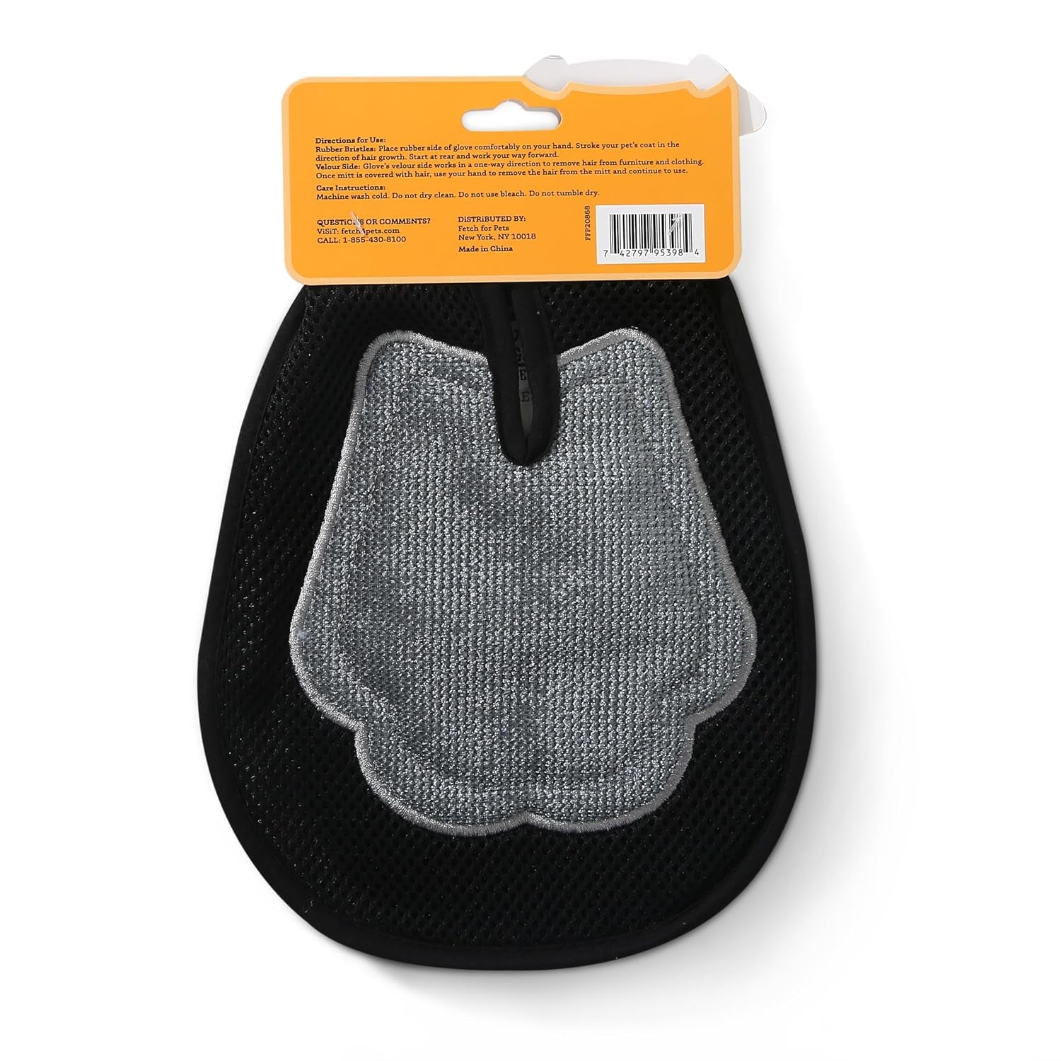 wags-wiggles-dual-sided-dog-grooming-glove-one-size-1-count-rubber-and-velour-sides-2-in-1-design-wet-or-dry-use-brushing-massaging-and-fabric-fur-removal