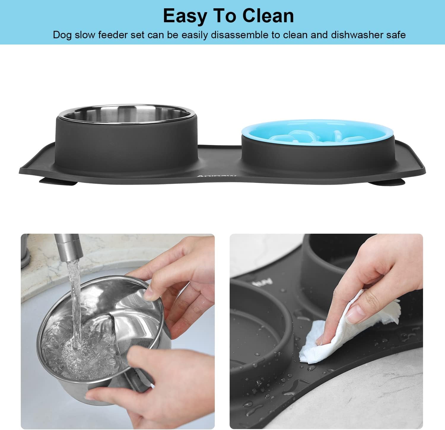 anipaw-slow-feeder-dog-bowls-3-in-1-stainless-steel-food-and-water-bowls-with-non-spill-and-skid-silicone-mat-to-slow-down-eating-for-large-medium-small-breed-size-dogs-and-cats-durable-non-spill-non-skid-with-silicone-mat-design-slow-down-eating-suitable-for-small-medium-large-dogs-and-cats
