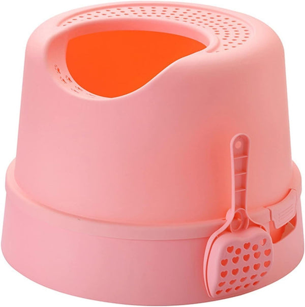 Dog Potty Training Toilet ﻿ Top Entry Cat Litter Box with Scoop Splash-Proof Multifunctional Toilet Base round Detachable Tray PP Material(C)8