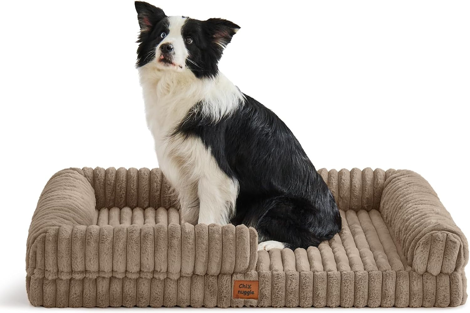 chixnuggle-orthopedic-dog-bed-washable-cover-faux-fur-bolster-pet-couch-waterproof-egg-crate-foam-non-slip-bottom-for-small-medium-dogs-dark-grey-30-24-7-dog-sofa-puppy-bed