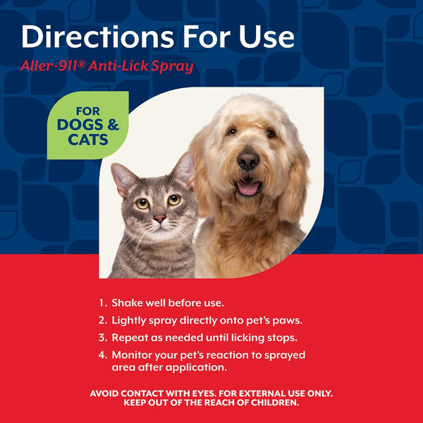 Naturvet Aller-911 Anti-Lick Paw Spray for Dogs & Cats – Includes Aloe Vera – Helps Sooth Itchy Paws, Offers Dog & Cat Allergy Support – Helps Discourage Pet Licking – 8 Oz. Spray | Includes Aloe Vera, Sooth Itchy Paws, Offers Dog & Cat Allergy Support, Discourage Pet Licking6