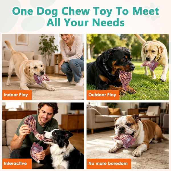 Fuufome Dog Chew Toys for Aggressive Chewers & Large Dogs Tough Nylon Bone | Indestructible Hard, Power Chewing, Teeth Cleaning Textures to Keep Them Busy, 2 Pack Steak & Ribs Toy for 20–100 Lbs Dogs9