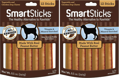 Smartbones Smartsticks with Real Peanut Butter 12 Count, Rawhide-Free Chews for Dogs6