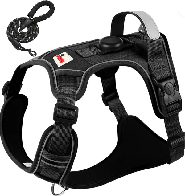 Boldpet® Dog Harness with Airtag Holder and Leash Set- No Pull Dog Harness Reflective Design -Escape Proof with Safety Buckles- Breathable Oxford for Small, Medium and Large Dogs -Air Tag Not Included11