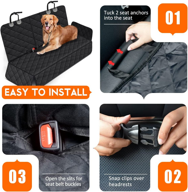 Yuntec Dog Car Seat Cover, Back Seat Cover for Dogs Pet Car Seat Protector | Waterproof Rear Seat Cover Durable Car Seat Cover, Fits Middle Armrest for Most Cars Suvs Trucks (53” Width)- Black4