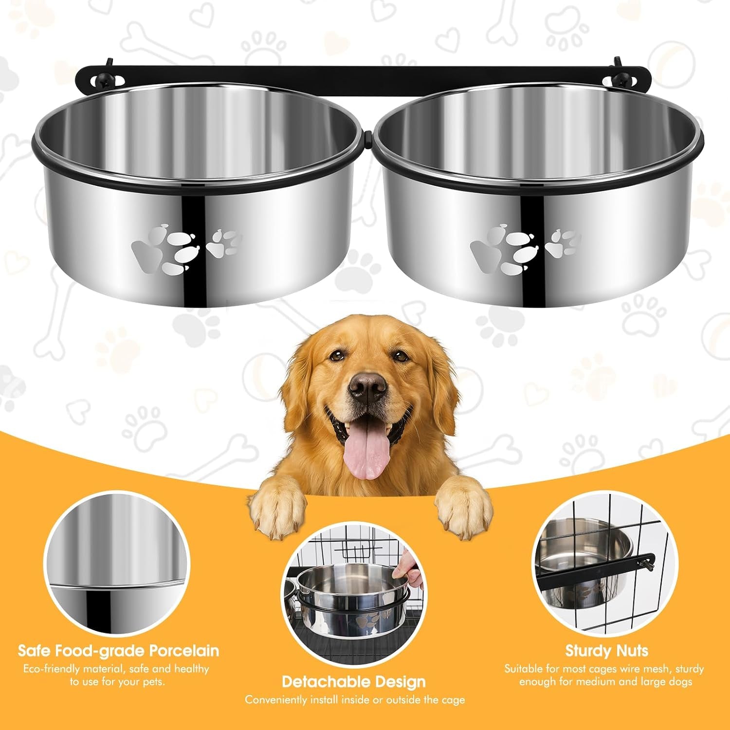 yummy-sam-hanging-pet-dog-food-water-bowl-for-cage-stainless-steel-non-spill-kennel-bowls-with-clamp-holder-crate-feeder-dish-for-medium-large-dogs-pets-silver-l-44-oz-44-oz