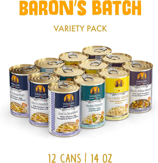 Weruva Classic Dog Food, Variety Pack, Baron'S Batch, Wet Dog Food, 14Oz Cans (Pack of 12)2