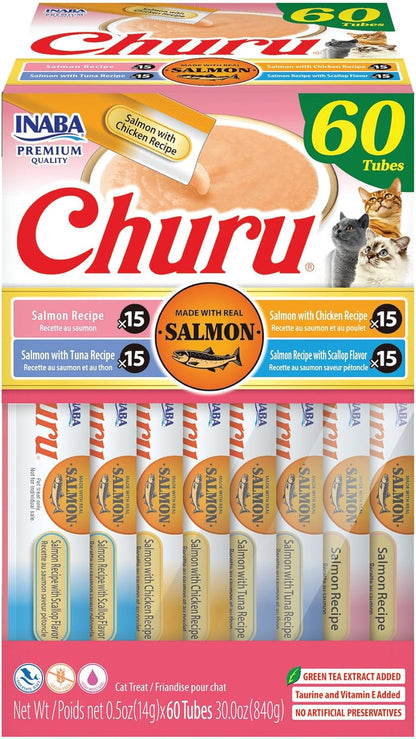 INABA Churu Cat Treats, Lickable, Squeezable Creamy Purée Cat Treat with Green Tea Extract & Taurine, 0.5 Ounces Each Tube, 50 Tubes, Tuna & Chicken Variety31