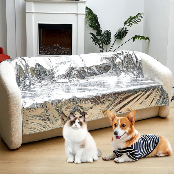 Kigley 2 Pcs Pet Deterrent Mat to Keep Dogs off Couch, Non-Electric Cat & Dog Deterrent Mat Pain Free Couch Covers to Keep Pets off Furniture Bed Indoor (72.05" × 56.30",Cream)8