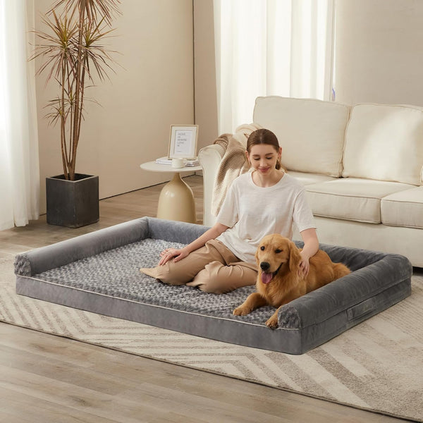 BFPETHOME Orthopedic Washable Dog Beds Large Sized Senior Dog for Comfy Sleeping with Removable Cover, Waterproof Big Soft Pet Couch Bed for Dogs Relax20