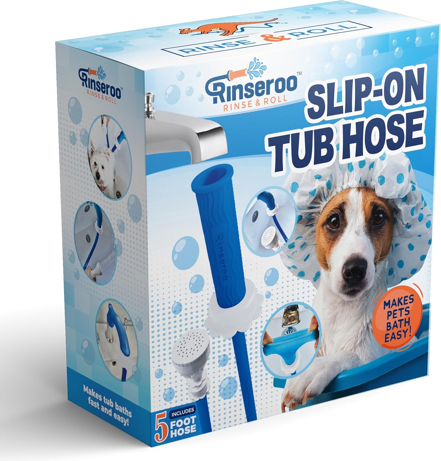 rinseroo-slip-on-bathtub-faucet-sprayer-attachment-ultra-flex-dog-shower-hose-adapter-portable-hose-attachment-with-sprayer-pet-showerhead-attach-tub-spout-5-foot-hose-no-install-for-speedy-washing