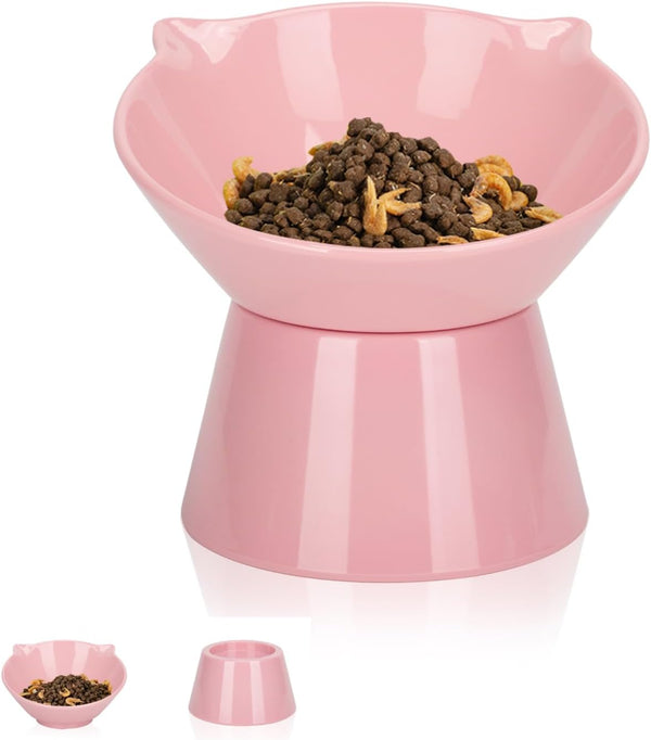 Detachable Elevated Cat Bowls, 15° Tilted Raised Cat Food Bowl Anti-Vomiting, Whisker Friendly, Adjustable Pet Cat Dishes for Protecting Spine, Adult Kitten (White)12