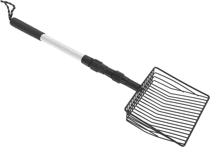 Qiilu Metal Poop Scoop Extendable Cat Litter Scoop Lightweight Versatile Fine Screen Long Handle Pooper Scooper Cat Poop Sifter Pet Supplies Cats Litter & Housebreaking Scoops (Model B 3 Section4