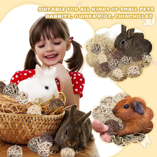 24 Pcs Bunny Chew Grass Balls Rolling Chew Toys for Small Animals | Bunny Gnawing Treats, Natural Chew Grass Toys, Rolling Play Balls, Small Animal Cage Enrichment Toy5