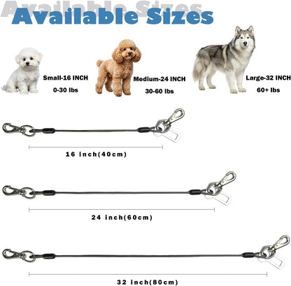 2Pcs Dog Car Seat Belt, Chew Proof Pet Safety Belt for Dogs, 2-In-1 Heavy Duty Dog Car Seatbelt Restraint, Waterproof Steel Wire Dog Leash (Black*2, 24Inch/60Cm)2
