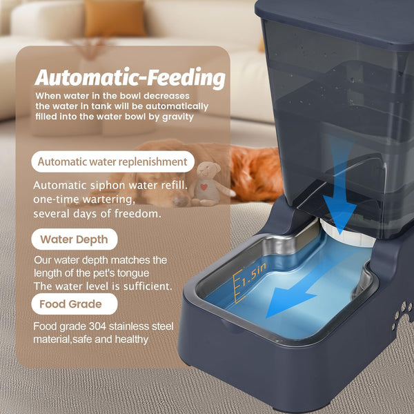Automatic 5.4L/1.4Gal Pet Waterer, Pet Automatic Dog Water Dispenser Gravity Stainless Steel Water Feeder, Large Capacity Feeding Bowls for Cats and Medium & Large-Sized Dogs3