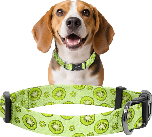 Kazazoo Dog Collar Cute and Soft Nylon Puppy Collar Girl Dogs, Adjustable Purple Dog Collars for Medium Dogs, Purple Flowers-M21