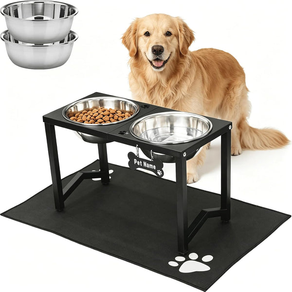 Elevated Dog Bowls, Metal Raised Dog Bowl Stand with 2 Thick 58Oz Stainless Steel Food Bowls & Non-Slip Mat - 11.8" Tall for Medium/Large Breeds13