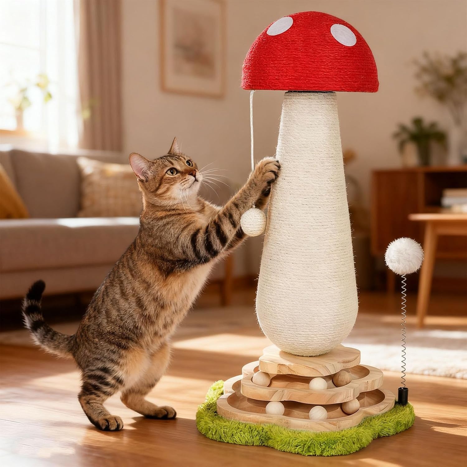 mushroom-cat-scratching-post-cat-tree-cute-cat-scratcher-tower-with-interactive-ball-two-layer-track-spring-ball-toys-mushroom-scratch-post-cat-sisal-scratcher-with-catnip-for-indoor-cats