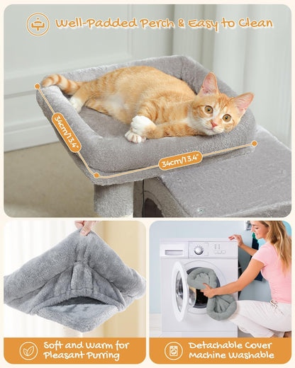 PAWZ Road 30" Cat Tower, Small Cat Tree with 2 Condos for Indoor Cats | Cat Trees for Small Cats,Cat Houses with Scratching Ramp and Posts,Dual Condos&Top Perch for Multi-Cat3
