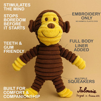 Jalousie Plush Toys Assortment Value Bundle Puppy Pet Mutt Squeak Toy for Medium Large Dogs (5 Pack Corduroy)4