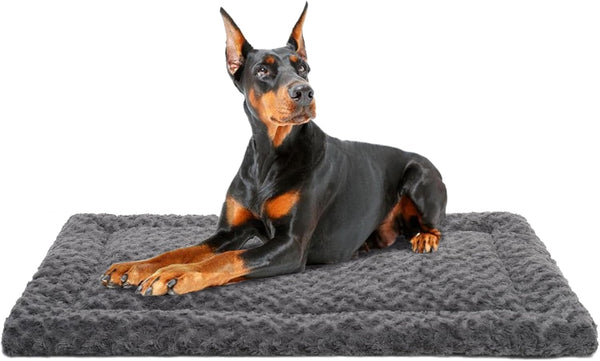 Washable Dog Bed Mat Ultra Soft Dog Crate Pad Comfy Fluffy Pet Kennel Beds Sleeping Mattress for Large Jumbo Medium Small Dogs, 36 X 23 Inch, Gray21