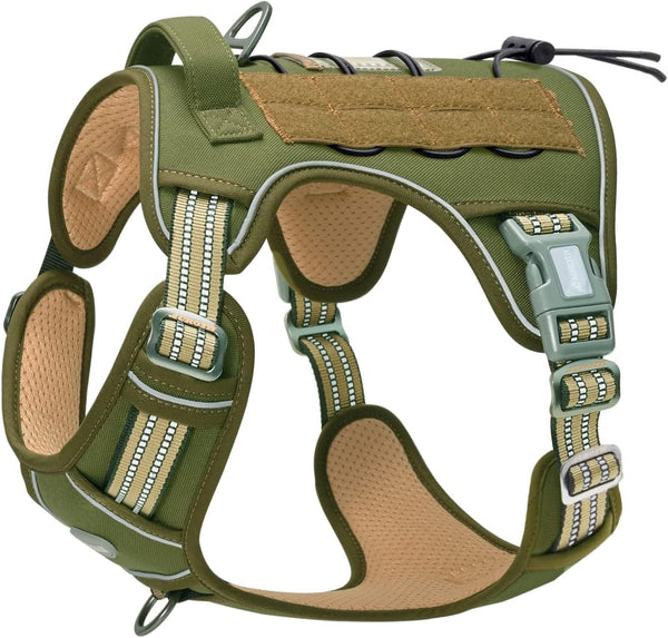 Auroth Tactical Dog Harness for Large Dogs No Pull Adjustable Pet Harness Reflective K9 Working Training Easy Control Pet Vest Military Service Dog Harnesses Army Yellow L27