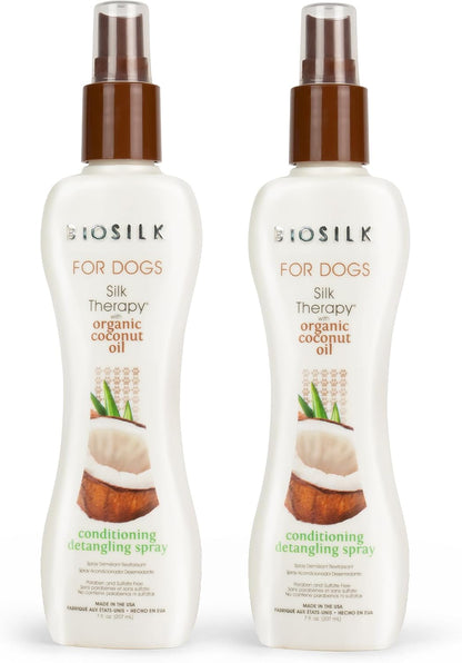 Biosilk Silk Therapy Conditioning Detangling Spray for Dogs with Natural Coconut Oil, Leave-In Detangler and Conditioner, Dematting Grooming Spray, Sulfate Free, 7 Fl Oz | Coconut Oil Formula, Leave-In Detangler, Sulfate-Free, Smooths and Conditions Coat9