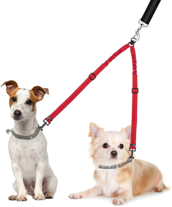 AUTOWT Double Dog Leash, No Tangle 360°Swivel Rotation Reflective Lead Attachment Adjustable Length Dual Two Dogs Lead Splitter, Comfortable Shock Absorbing Walking Training for 2 Dogs17