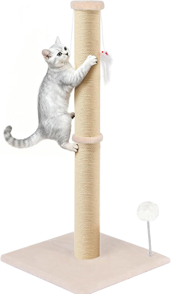 Tall Cat Scratching Post 36 Inch Large Cat Scratch Post for Indoor Cats with Durable Natural Sisal Rope Scratcher Post Tree Kitten Interactive Toy-Gray9