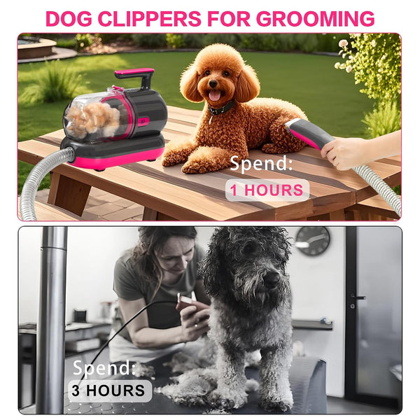 Dog Grooming Vacuum Kit with Clippers and Nail Grinder, 1.2L Pet Grooming Vacuum for Shedding, Low-Noise Dog Hair Vacuum with Grooming Brush for Home Cleaning Grooming,Dyson-Style Gray2