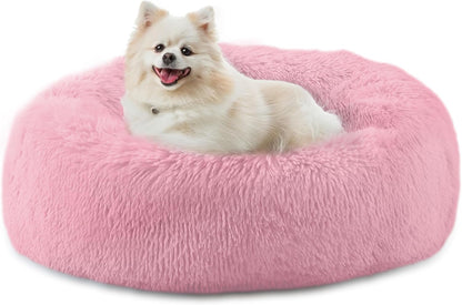 Bunlitent 39 Inch Calming Dog Bed, Donut Dog Bed for Large Sized Dog, Grey | Plush Anti-Anxiety, Donut Shape, Warming Cozy, round Cuddler Nest, Soft Cute,Marshmallow Cuddler Nest Pet Bed11
