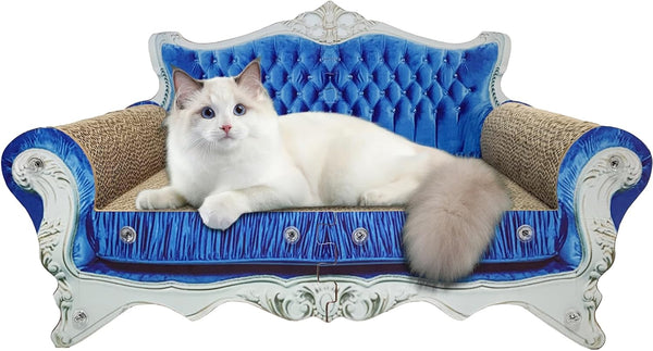 Luxury Cardboard Cat Scratcher Sofa Bed, Couch Shaped Scratching Board, Scratch Lounge with Catnip, Scratcher for Indoor Cats Large Grey9