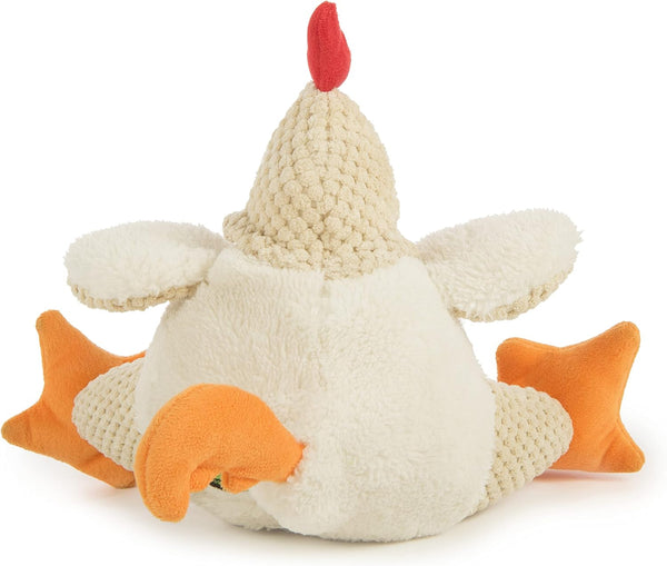 Godog Checkers Fat Rooster Squeaky Plush Dog Toy, Chew Guard Technology - White, Large7