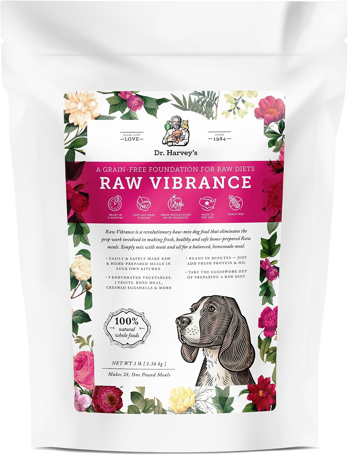 dr-harveys-raw-vibrance-dog-food-base-mix-6-lb-dehydrated-grain-free-foundation-for-raw-diet