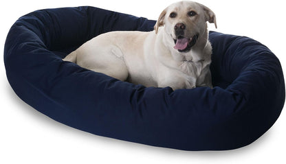 Majestic Pet 40 Inch Bagel Calming Dog Bed Washable – Cozy Soft round Dog Bed with Spine Support for Dogs to Rest Their Head - Fluffy Donut Dog Bed 40X29X9 (Inch) - round Pet Bed Large – Blue16