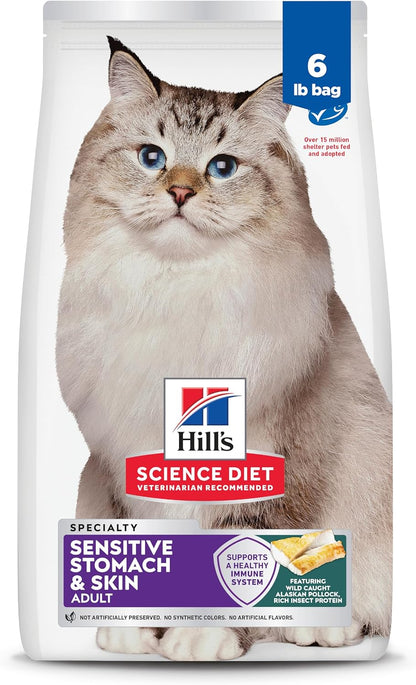 Hill'S Science Diet Sensitive Stomach & Skin Dry Cat Food | #1 Veterinarian Recommended, Adult Formula, Chicken & Rice, 7 Lb. Bag (Updated Formula)14