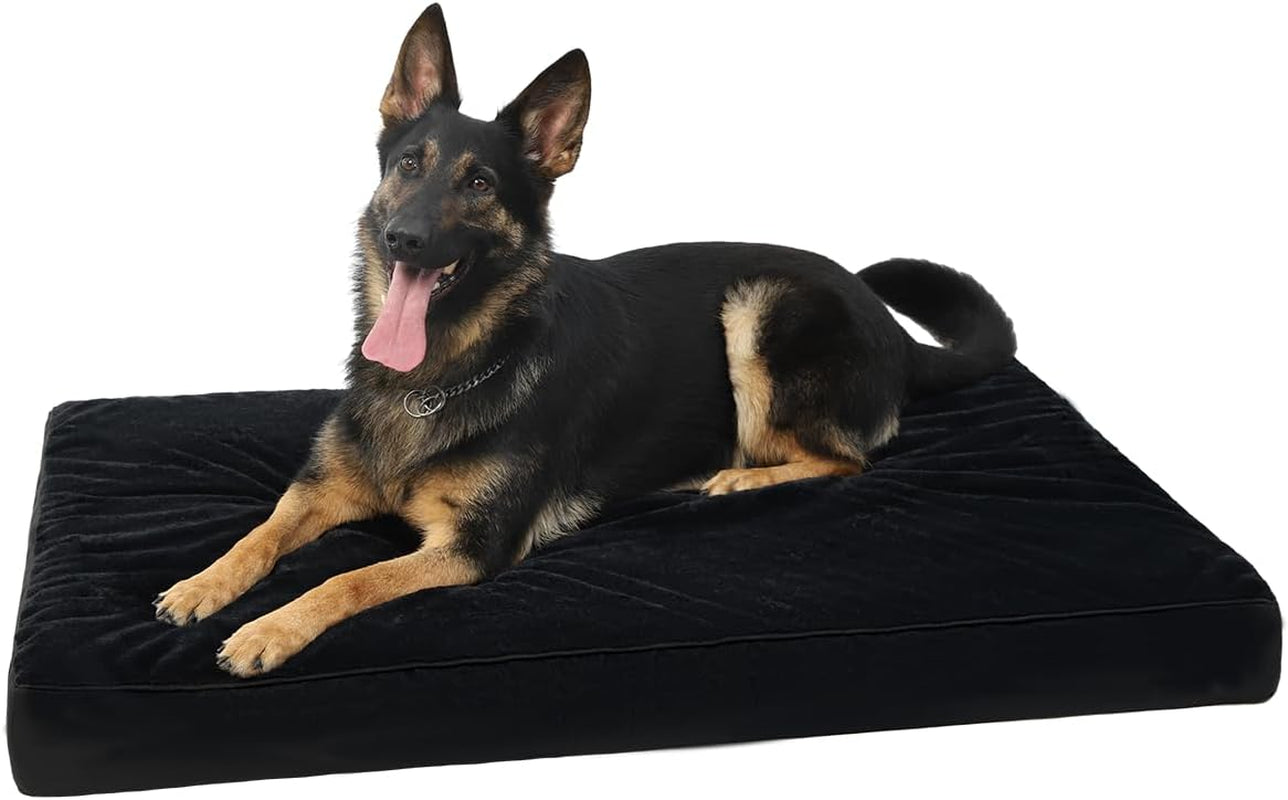 ksiia-orthopedic-dog-bed-for-large-dogs-with-waterproof-lining-grey-35x22-deluxe-soft-plush-dog-crate-bed-washable-pet-mat-with-removable-cover-egg-crate-foam-for-large-dogs-sleeping-relaxing