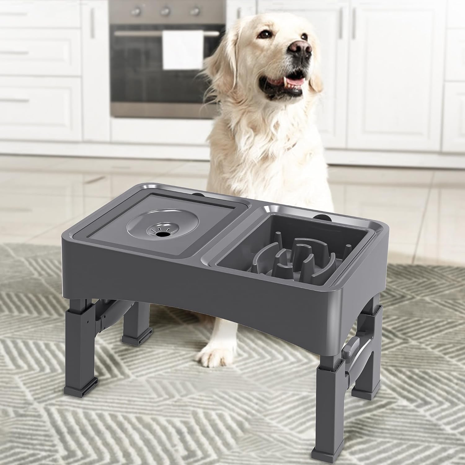 upsky-2-in-1-elevated-dog-bowls-slow-feeder-4-height-adjustable-raised-bowl-stand-no-spill-dog-water-bowls-anti-slip-food-and-water-bowls-for-small-medium-dogsnot-include-stainless-steel-bowl