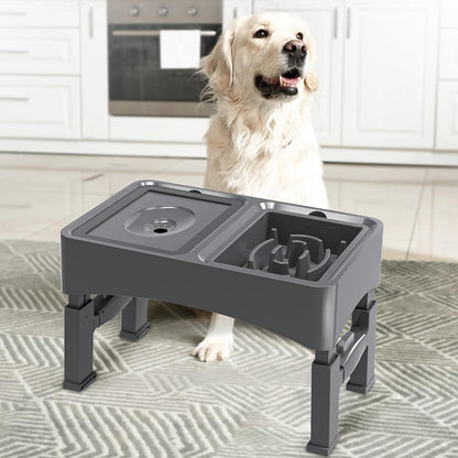 UPSKY 2-In-1 Elevated Dog Bowls Slow Feeder, 4 Height Adjustable Raised Bowl Stand, No Spill Dog Water Bowls, Anti-Slip Food and Water Bowls for Small Medium Dogs(Not Include Stainless Steel Bowl)8